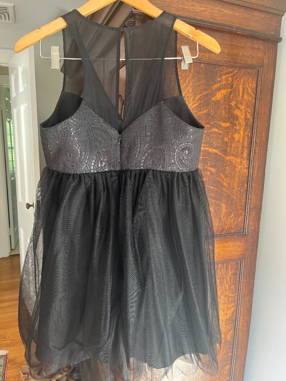 Little black dress with tulle overlay